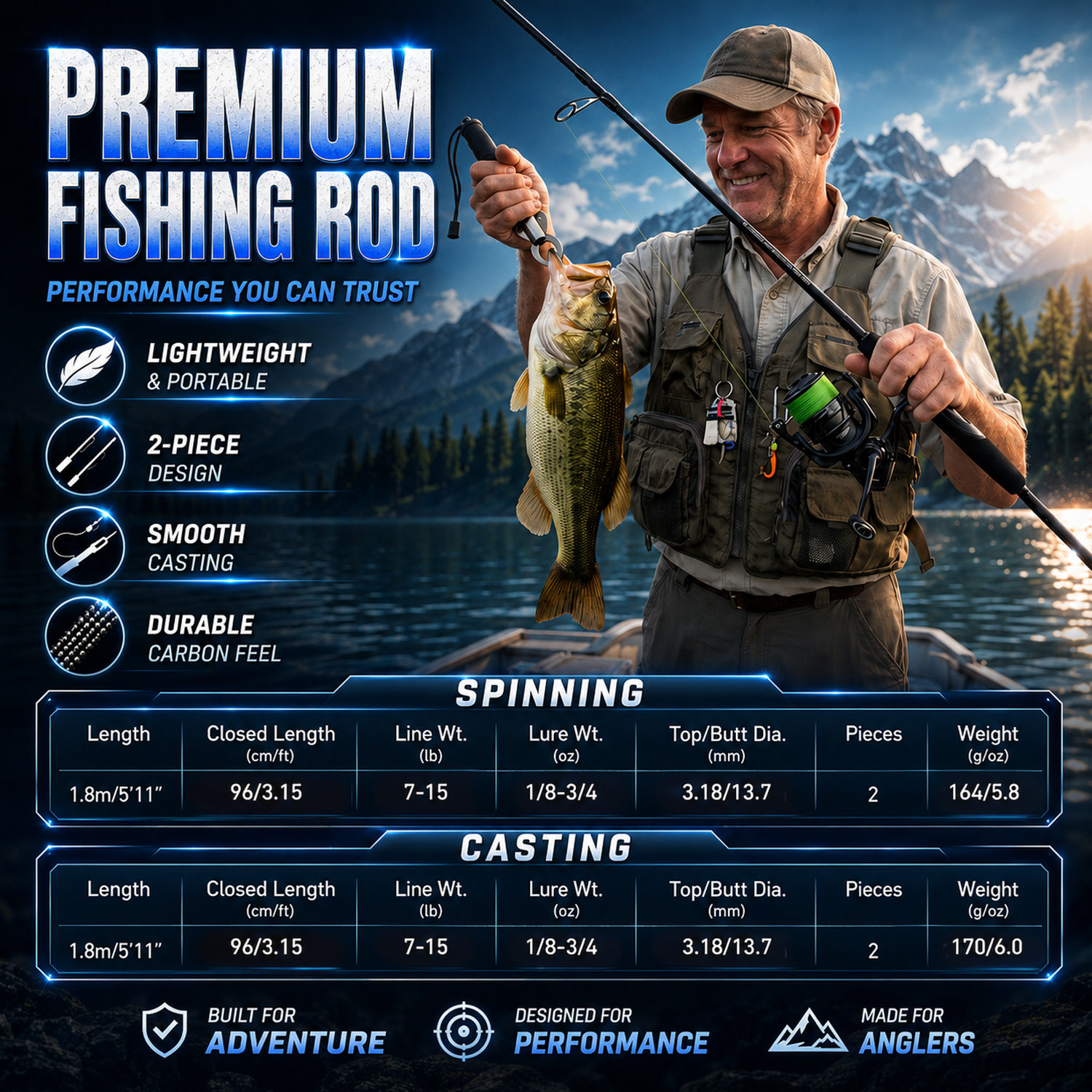 Sougayilang 1.8m Fishing Rod F - Fishing Boat Fiberglass recension och pris